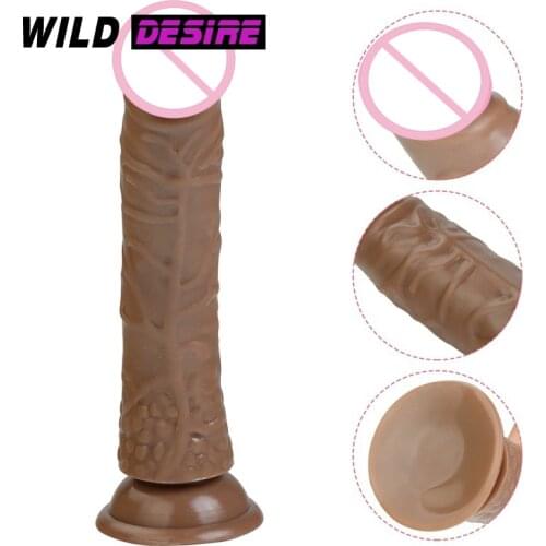 21*3.7CM Brown Dildo Realistic Female Adult masturbation device Penis products Sex Toys Shop No Vibrator Suction Cup Dildo Big