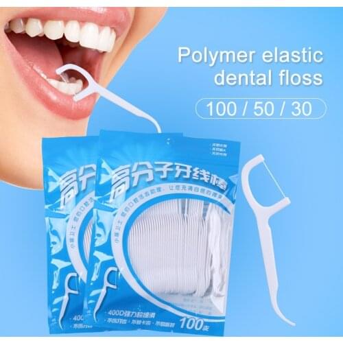 30pcs/Bag Disposable Dental Floss Picks Threaders Interdental Brush Teeth Stick Toothpicks Floss Pick Oral Cleaning Picks Newest