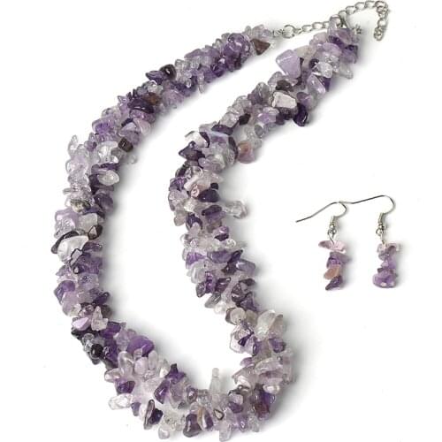 Lilac color add Light white and Black 5-8 MM Shape granules Necklace and Small and Beautiful Earrings Jewelry Set