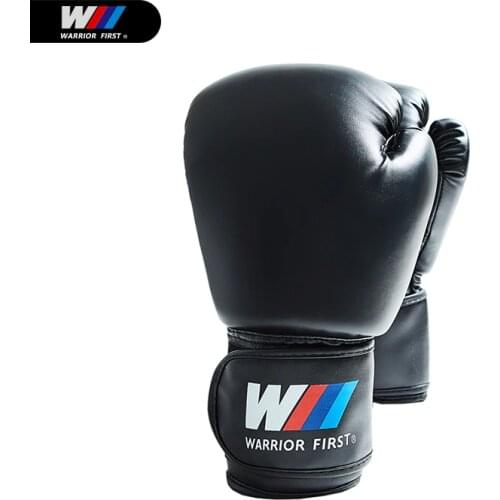 Hot Sale 1Pair Adults MMA Boxing Gloves Muay Thai Gloves Boxing Fight Glove Sanda Pads Karate Paws for Boxing PU Leather Black