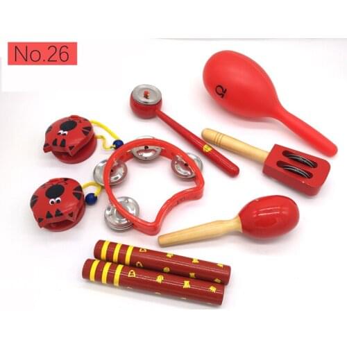 BIG SALE 6pc new musical instruments toy set wooden percussion instruments for baby preschool kids music rhythm educational