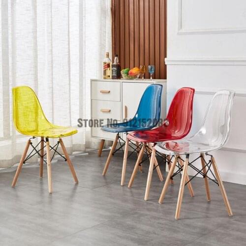 Household backrest plastic stool Nordic transparent ghost net red balcony makeup chair casual simple negotiation dining table an