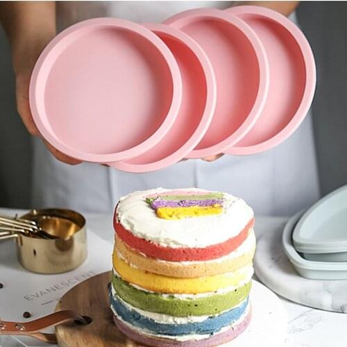 6/8 Inch Non-stick Silicone Layered Rainbow Cake Mold Love Round Shape Pizza Mold Kitchen Bakeware DIY Desserts Baking Pan Tool
