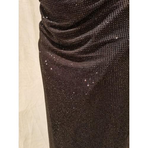 Meters High Quality Ironed Black Crystal 92/8 Polyester/Elastic Elegant Fabric Multi color Good Elastic Planet Rhinestone