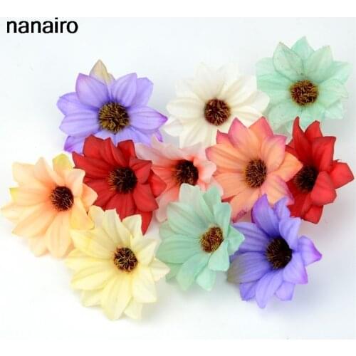 80PCS 6cm Silk Gerbera Artificial Flower Head For Wedding Home Decoration Christmas Scrapbooking DIY Wreath Craft Fake Flowers