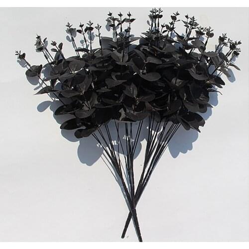 Fake Leaf 1pcs Decor Silk Home 62cm Simulation Wedding Black Artificial Silver Dollar Eucalyptus Leaf