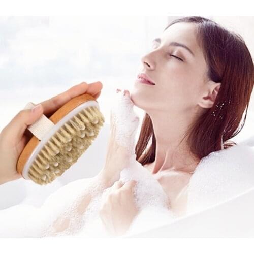 Bathing Brush Shower Brushes SPA Exfoliating Bath Body Brush Soft Bristle Wooden Handle for Wet or Dry Brushing