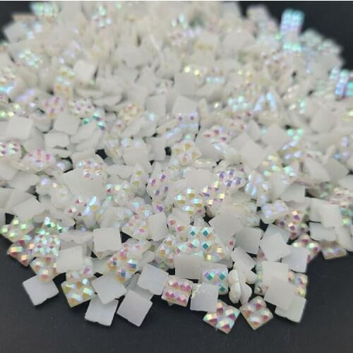 4mm 1000pcs Resin Square Jelly AB Rhinestones Nail Crystal Shinny White AB Strass Stickers Flatback Rhinestones For Nail Clothes