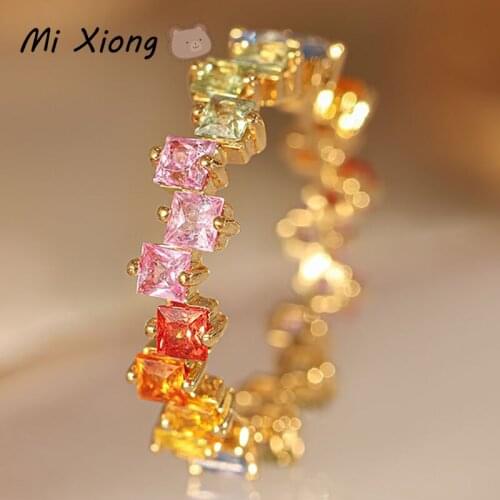 Mi Xiong s925 sterling silver new original rainbow series bump ring light luxury exquisite ladies noble charm brand jewelry