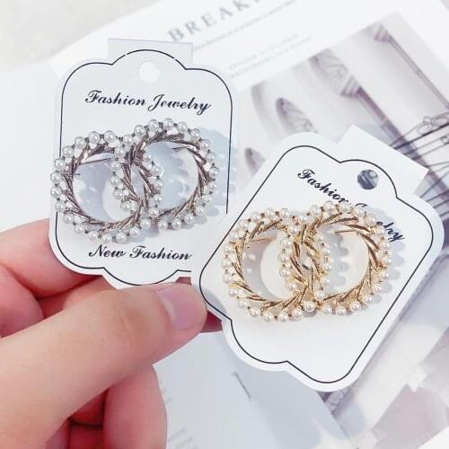 Fashion Enamel Pin Gold Color Pearl Brooches for Women Scarf Buckle Lapel Pin and Brooch Jewelry Luxury Clothing Accessories