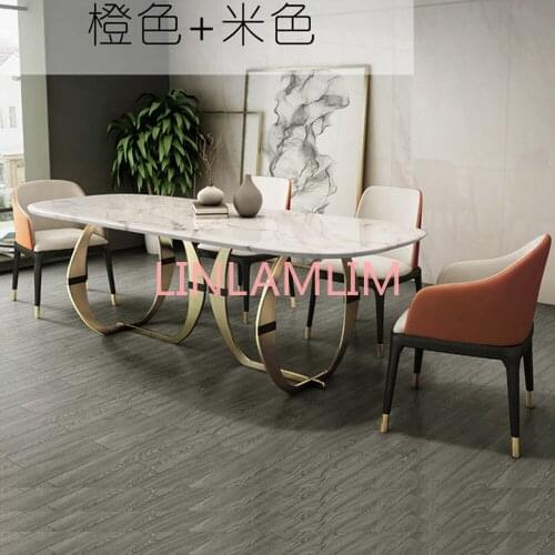 Stainless steel Dining Room Set Home Furniture minimalist modern marble dining table and 6 chairs mesa de jantar muebles comedor