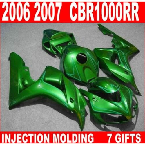 New hot moto parts fairing kit for Honda CBR1000RR 06 07 green injection mold fairings set CBR1000RR 2006 2007 RA17