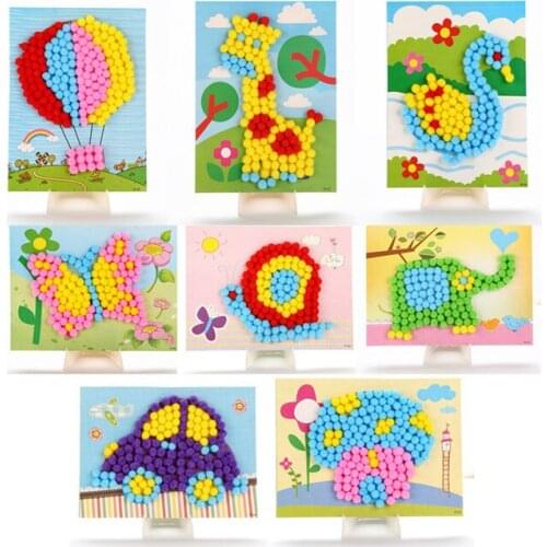 Actionbabei New hair ball painting Manual Stereo Sticker Make diy material packs children Activities educational toys