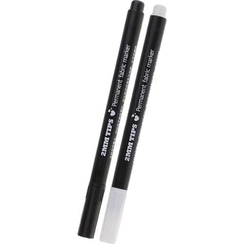 2 Pieces 2mm Permanent Fabric T-Shirt Liner Marker Pens Textile Paint Cloth Painting Supplies Black White
