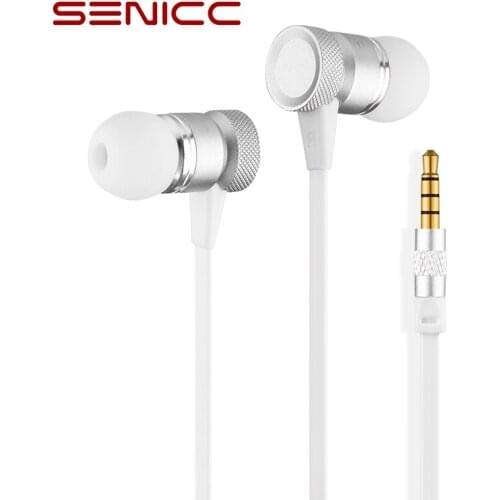SENICC K1 Alloy Wired Sports Earphone Earbuds with Built-in Microphone 3.5mm In-Ear Wired Earphone For Smartphones