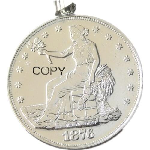 PS(01)Coin Pendant US 1876cc Trade Dollar Necklace Silver Plated Coin Fashion Jewelry
