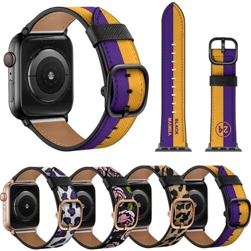 Leather Strap Solo Loop Printing Pattern Watch Bracelet 44mm 40mm 38mm 42 Mm for Apple Watch Band Watch Series 3 4 5 Se 6 Strap