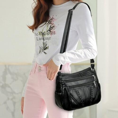 Retro Soft PU Leather Solid Color Shoulder Bags Luxury Multi-Layer Crossbody Bag Messenger Pouch Purse Wallet Decor