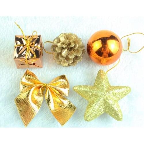 Christmas Decorations Ornaments 24 Pieces Per Box of Bronze Color Plastic Foam Ball Pine Cones Christmas Gift Tree Pendants