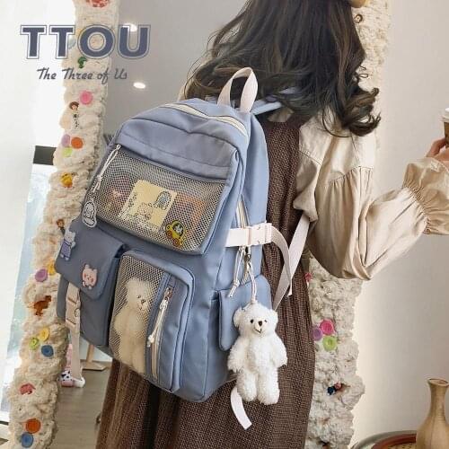 Cute High Capacity Women Backpack Candy Colors Harajuku Style Bags for Teenage Girl Rucksack Simple Lady Travel Backpack