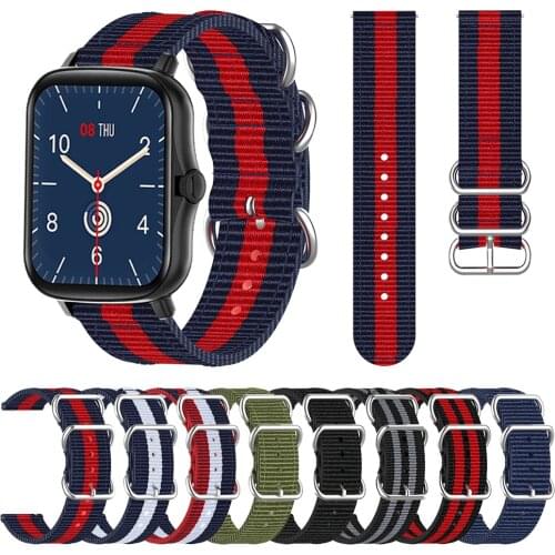 Silver Ring Buckle Fabric Strap For COLMI P8 Plus Wristband For COLMI P9 P12 Nylon Band Watchband Bracelet Replace Accessories