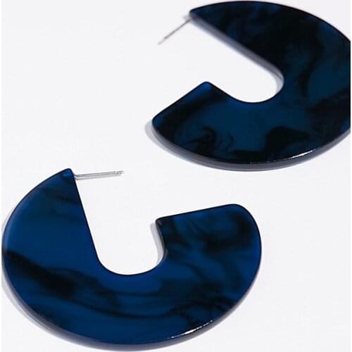 New Round Trendy Brinco Blue Flat Semicircle Hoop Earrings ZA 2019 Resin For Women Boho Elegant Design Leopard Acrylic Jewelry