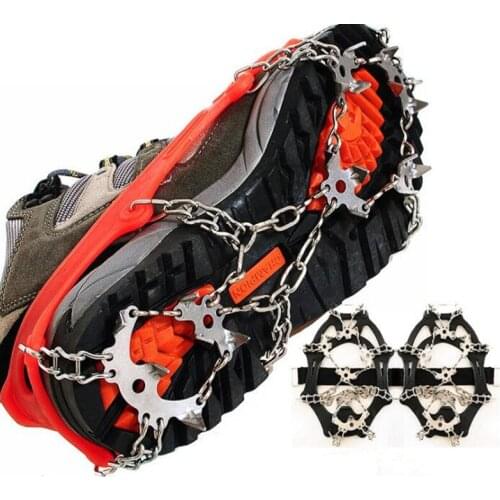 1 Pair18 Studs Safety Anti-Skid Snow Ice Climbing Shoe Spikes Grips Crampons Cleats Overshoes
