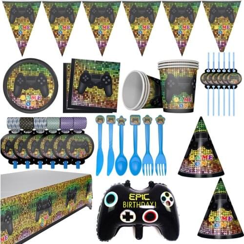 Party supplies cartoon version birthday game theme party supplies decoration atmosphere layout props decoration cup paper hat