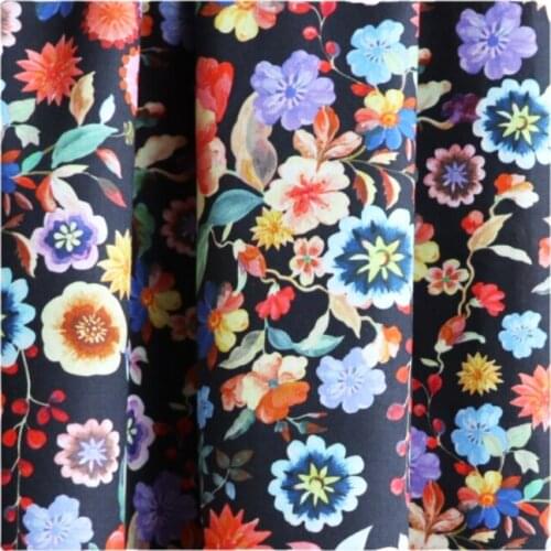 Width 57" High End Retro Fashion Floral Printed Cotton Fabric By The Half Yard For Dress Shirt Childrens Wear Material