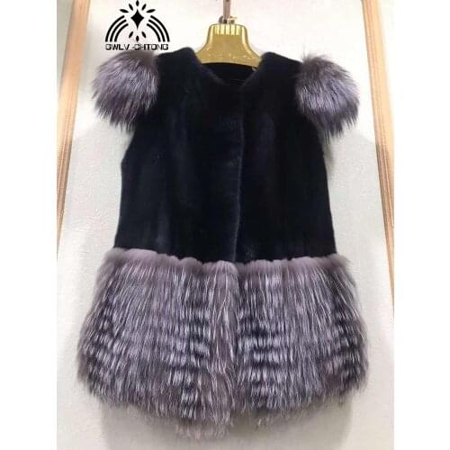 Real genuine natural rex rabbit fur vest with fox fur hem womens fashion Gilet girls jacket lady coat custom any size