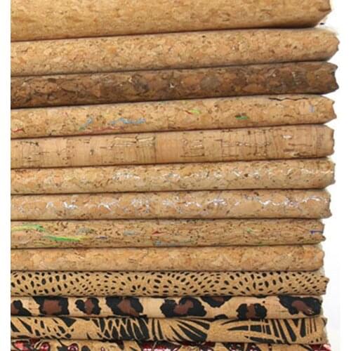 1 Meter PU Natural Cork Printing Synthetic Leather PU Fabric Environmentally Wood 135cm for Handbag Shoes Purse Ties DIY Craft