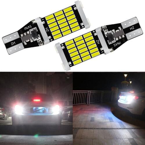 1pcs Car LED T15 W16W Trunk Lamp CANBUS Reversing Light Brake Width Lights Turn Signal 4014 30SMD 45SMD Rogue BackUp Bulb DC 12V
