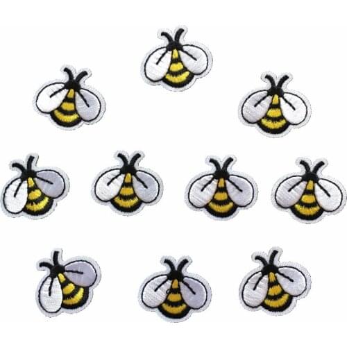 10 Pcs/lot Small Bee Embroidered Patch Design DIY Animals Badge Clothes Accessory Iron on Decoration Applique Embroidery Patches