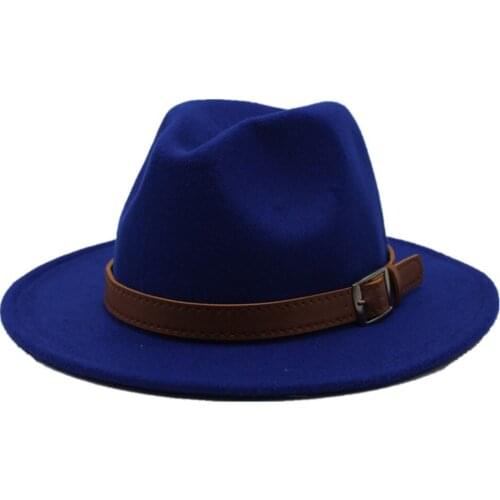 2019 Retro Men Women Fedora Hat With Leather Belt Outdoor Casual Hat Winter Jazz Hat Size 56-58CM