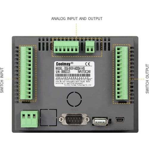 4.3 inch 12 transistor outputs analog control i/o integrated plc controller