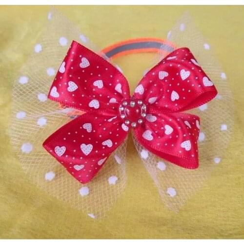 50PC/Lot Red Heart Dog Bow Ties Valentines Day Dog Accessories Lace Cat Dog Neckties Holiday Pet Products