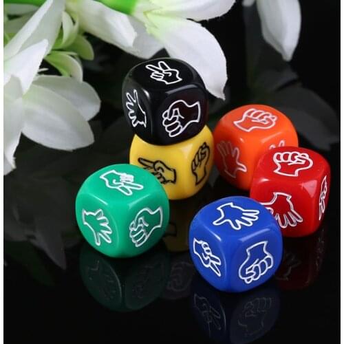 6pcs/set Funny Drinking Game Dice Rock Paper Scissors Finger-guessing Gambling Game Toys 20mm 6-Side Acrylic Dice