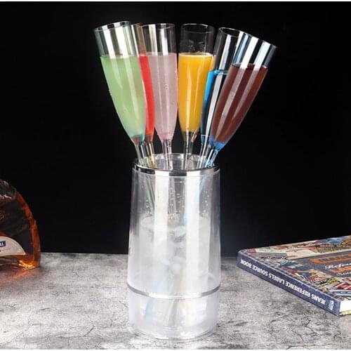 6PCS Color Beach Cup Cocktail Glass PC Plastic Transparent Champagne Glass for Wedding Home Party Decorations