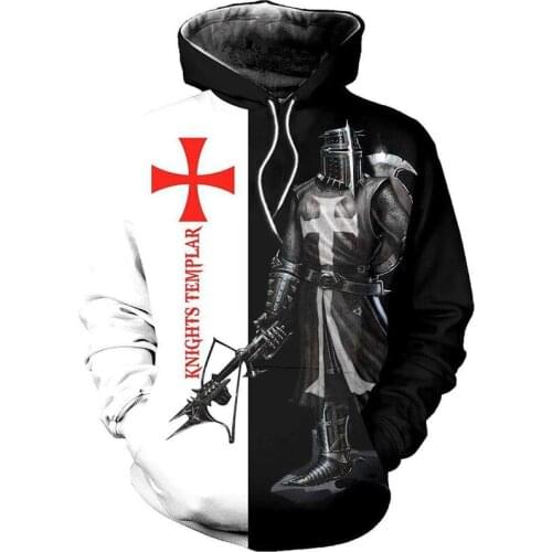 Black Knight Templar 3D full body print new street hip hop casual Hoodie fashion Sweatshirt