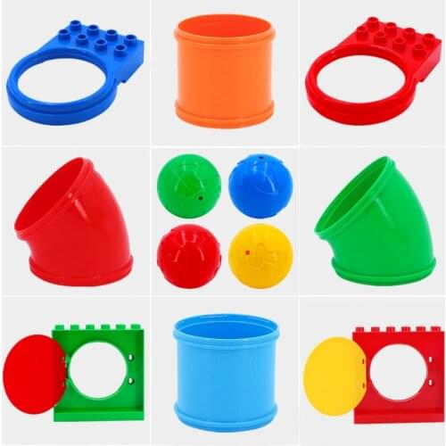 Big Size Diy Building Blocks Accessories Slide Tube Conduit Door Ball Compatible with Duploed Toys for Children Kids Gifts
