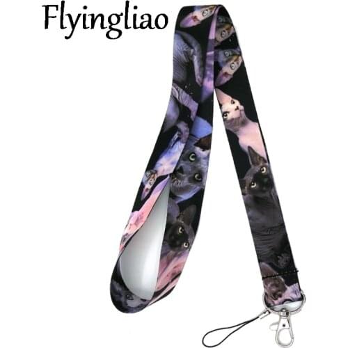 Sphynx Cat Neck Keychain Necklace Webbings Ribbons Anime Cartoon Neck Strap Lanyard ID badge Holder Keychain Lanyards Gifts