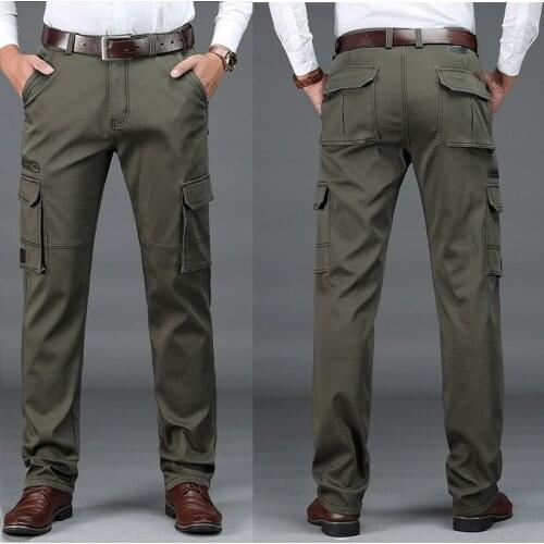 2018New Business Men cotton Multi pockets tactical casual pants high waist warm fleece Plus Size overalls wear work trousers 4XL