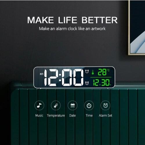 Music LED Digital Alarm Clock Temperature Date Display Desktop Mirror Clocks Home Table Decoration Electronic Clock horloge