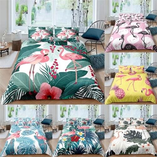 Home Textile Luxury 3D Flamingo Print 2/3Pcs Comfortable Duvet Cover Pillowcase Bedding Sets Queen and King EU/US/AU Size