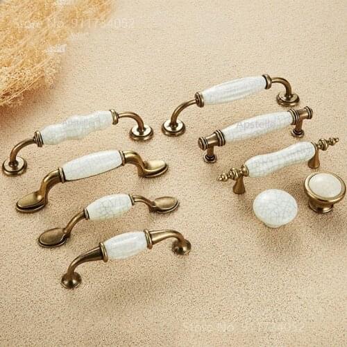 Dresser Door Hardware Cabinet Kitchen Pulls European Fashion Bronze Drawer Cupboard Knobs Retro Zinc Alloy And Ceramic