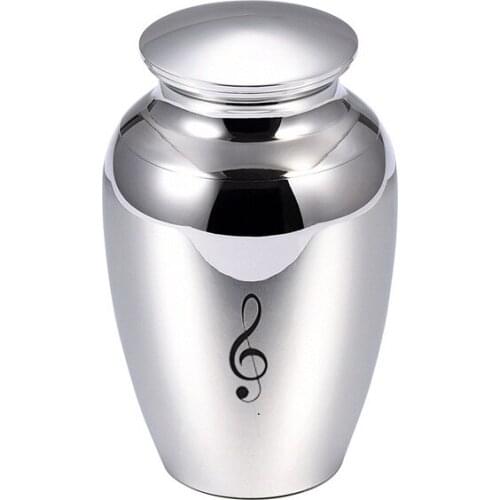 IJU027 High Polished Stainless Steel Mini Urn Hold Ashes of Loved One,Music Note Cremation Keepsake