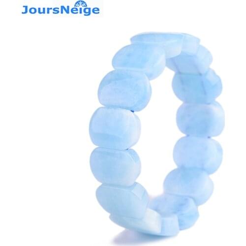 Fine Light Blue Stone Hand Row Natural Stone Bracelets Sweet Style Luck For Women Birthday Present Simple Fresh Crystal Jewelry