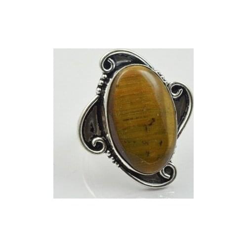 Tiger Eye Ring Silver Overlay over Copper, USA Size 8.25 , R2422