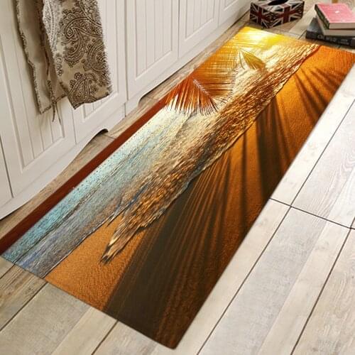 Beach Scenic Pattern Hallway Carpet Soft Bedroom Floor Mat Home Decor Mats Bathroom Carpets Non Slip Water Absorbing Kitchen Rug