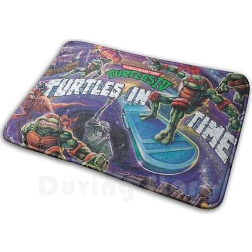 Turtles In Time Snes Cover Mat Rug Carpet Anti-Slip Floor Mats Bedroom Nes Snes Turtles Arcadian Cartoon Beatemup Konami